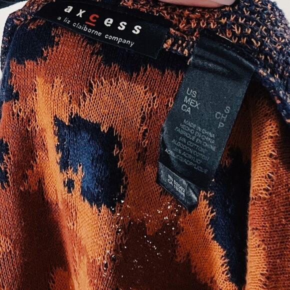 Axcess Multicolor Burnt Orange Short Sleeve Knit Cardigan Size Small - Picture 4 of 4